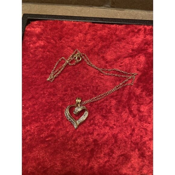 Vintage Signed PAJ BB China diamond Necklace Pendant Gold Plate  Estate - Picture 1 of 9